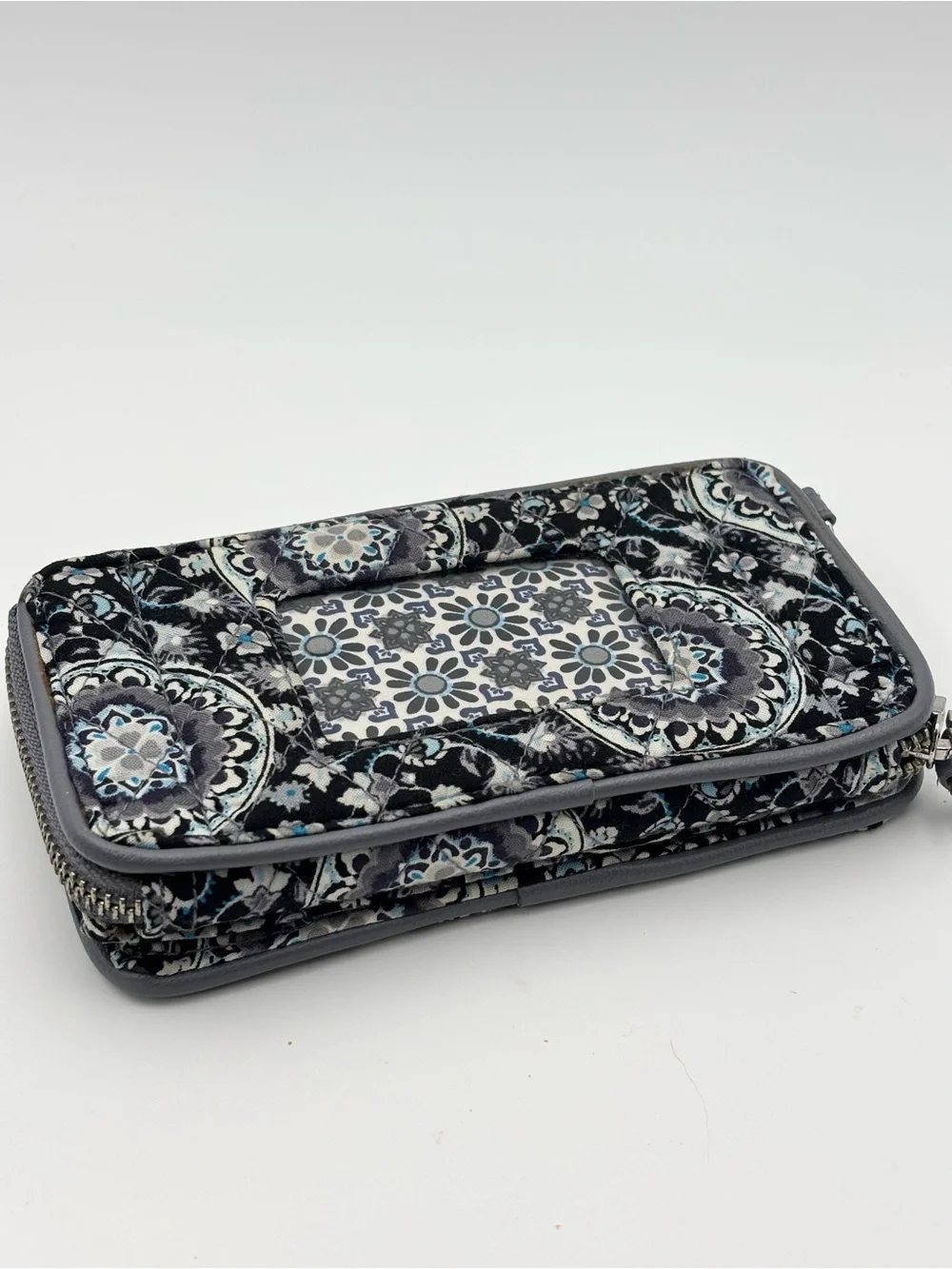 Vera Bradley Gray Floral Medallion Zip Wallet - Picture 7 of 10